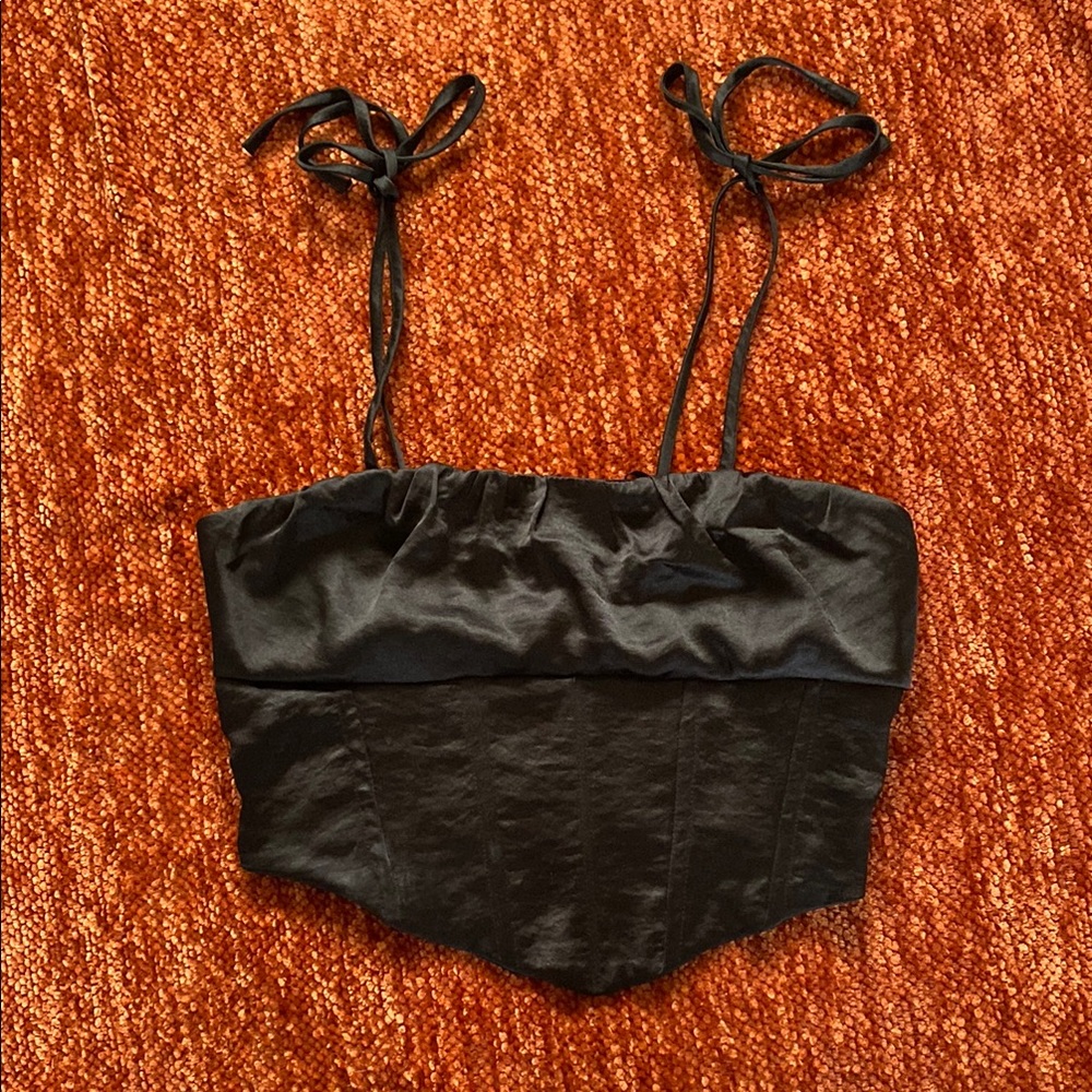 Black Satin Corset Top